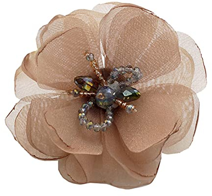 Kabelife Elegante Damen Accessoires Blumen Brosche Ansteckblume Blume Haarklammer Haarblume Haarblüte Haarspange Haarschmuck Flowers Haarclip 7cm (Braun)