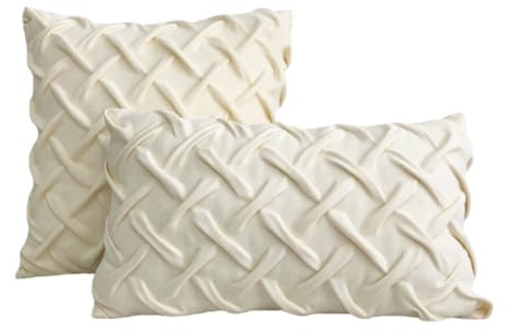 Set Kissen-Bezug mit Füllung, Modell Knot, Luxus Sofakissen Geknotet Couchkissen Dekokissen Zierkissen Kopfkissen, mit verstecktem Reisverschluss, weich & angenehm