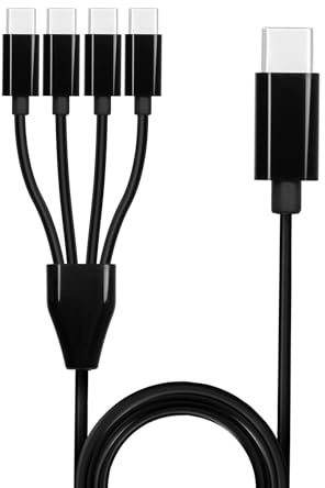 MISYNLON Cavo di ricarica multiplo USB C, splitter USB C 4 in 1 con 4 connettori di tipo C, cavo corto USB C per S23/S22/S20, IP15/16, telefoni cellulari, tablet e altro ancora, 50 cm