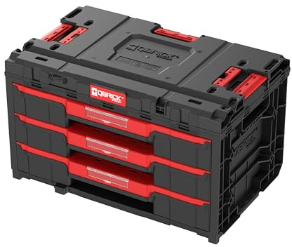 Rangement maximal avec 3 tiroirs : la boîte à outils Qbrick dispose de 3 tiroirs métalliques, chacun avec une capacité de charge de 9 litres, idéal pour les outils et les petites pièces.
