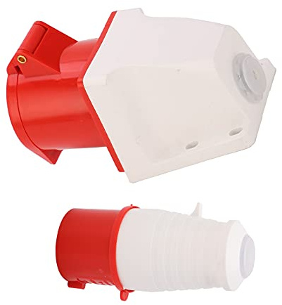 aqxreight 4-Pin Power Plug 32A 3 Phase Industrial Connector Set Duty Socket for Mounting AC380V-415V Electrical Supply Ideal for Factories, Farms, and Power Plants ABS and Brass Construction