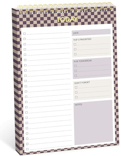 To Do List NotePad, Aesthetic To Do List Notebook for Work With 52 Sheet For Daily Tasks and Goal Setting, Undated Daily Planner Perfect for Office, Home and School Supplies - Lilac Checkered