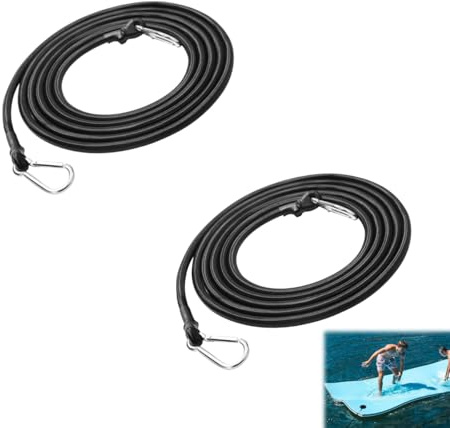 Spanngummi mit Haken, 3 m Wassermatte Pool-Insel Spanngummi mit Karabiner, Bungee Cord Gepäckspanner, Karabiner Seil, Gummiband Bungee Seil für Motorrad, Auto, Schwimminsel, Koffer, Fahrrad (2 Stück)