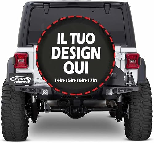 Copriruota di scorta Personalizzato su Misura con Foto Testo personalizzata logo copri ruota di scorta Idrorepellente fermacorda per Ruote Copertura Protettiva in Ecopelle 15 inch