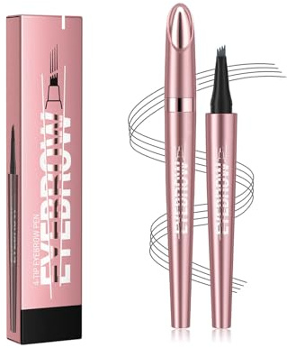 LIUYIDM 3D Micro Ögonbrynspenna Vattentät Micro Ögonbrynspenna med 4 gaffelhuvud, lämplig för naturlig och delikat makeup (grå)