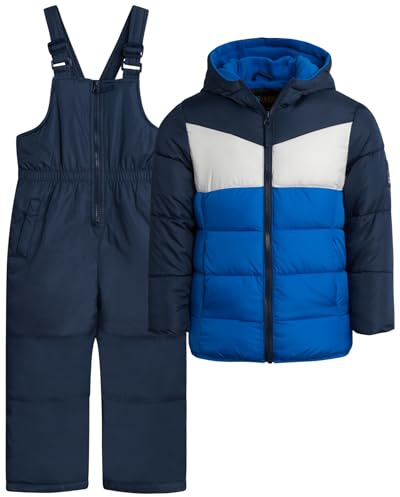 iXtreme Boys Snowsuit Set - 2 Piece Polar Fleece Lined Weather Resistant Insulated Ski Jacket & Snow Bibs Overalls for Boys, Size 5, Dark Navy