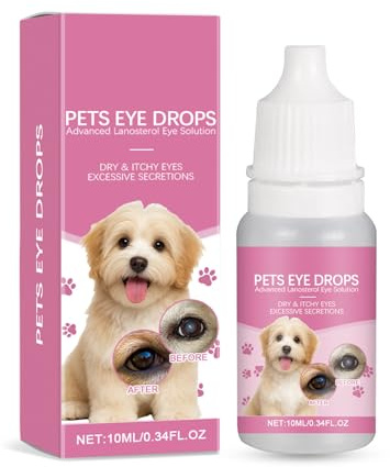 GNAUMORE Gouttes Ophtalmique pour Animaux De Compagnie,Collyre Chien Yeux,10ml,pour Chats Et Chiens,La Fonction Hydratante,Sûr Et Efficace pour Éliminer Taches De Larmes