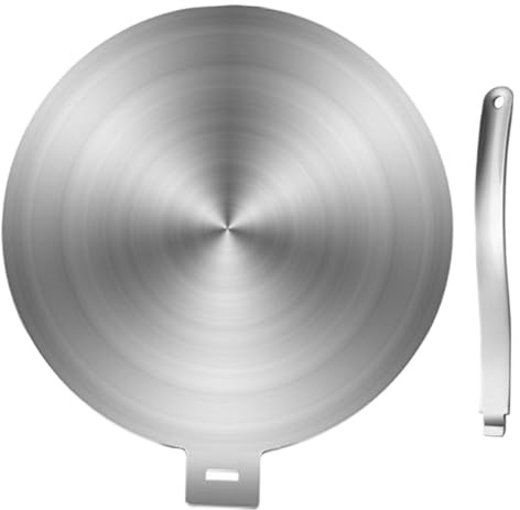 Plaque de Conduction pour Cuisson, Acier Inoxydable Argenté | Diffusion Thermique, Usage Gaz et Induction, Format Domestique Poignée