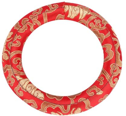Haofy Rundes Meditations-Klangschalenkissen aus Seidenbrokat, Weiches und Elegantes Kissen für 7-10-Zoll-Schalen, Verbessert die Klangqualität (Rot)