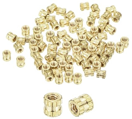 QUARKZMAN 200 Stück Gewindeeinsätze, M1.4-0.3x2.3x2.3mm Rändelmuttern Aus Messing I Doppeldurchgangseinbettmuttern Messingmuttern Für 3D-Druckteile Laptop Automobil Kunststoffgehäuse