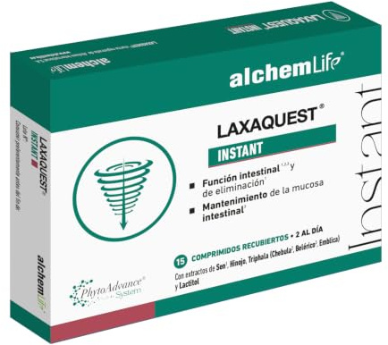 AlchemLife - Laxaquest Instant | Apoyo a la Motilidad Intestinal y Bienestar Digestivo | 15 Comprimidos Recubiertos | Ayuda a la Función Intestinal | con Sen, Triphala, Hinojo y Lactitol