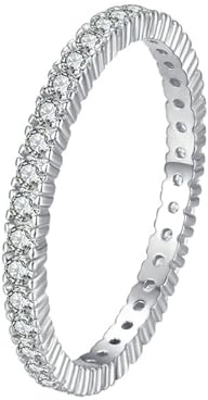 Lirzxin 14K 585 Weißgold Ringe Damen, Partnerringe Damen Vorsteckring Ewigkeit Reihe Design mit Rund Moissanit Ehering Hochzeit Ring Weißgold Größe 60 (19.1)