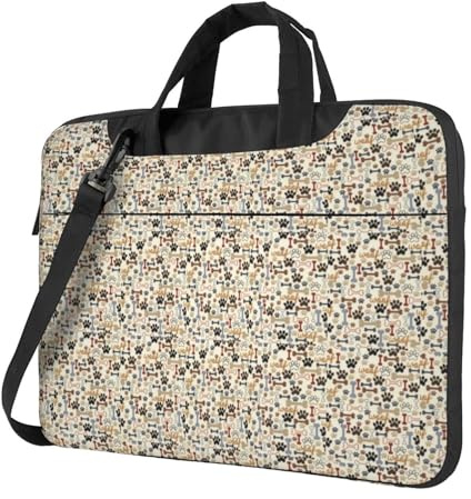 Hundben tass tryck snygg laptopväska ultratunn bärbar enkelaxel notebook fodral dagliga pendlingar, Svart, 13 inch