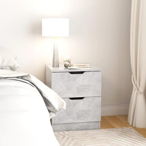 kithwjll Bedside Table Concrete Grey 40 x 40 x 50 cm, Modern Chipboard Bedside Table, Narrow Side Table for Bedroom, Elegant Bedside Table with Storage Space