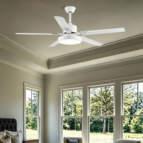HSLJ1 Ventilatori da soffitto industriali con luci, eleganti lampade da soffitto con ventilatore e telecomando, ventilatore silenzioso a lampadario, dimmerabile, reversibile, ventilatore da soffitto p