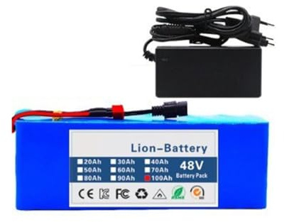 48V 100Ah 13S3P Batería De Repuesto para Bicicleta Eléctrica Batería para Patinete De Dos Ruedas Recargable Batería Material PVC Impermeable XT60