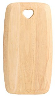 T&G Colonial Home Rectangular Chopping Board with Heart Cut-Out in Hevea, Small, 27.5 x 15 x 1.5 cm
