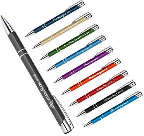 polar-effekt 1 Metall Oleg Kugelschreiber mit Gravur des Namens - Personalisierte Geschenk-Idee Mitbringsel - blau schreibend - Geburtstagsgeschenk - Farbe grau