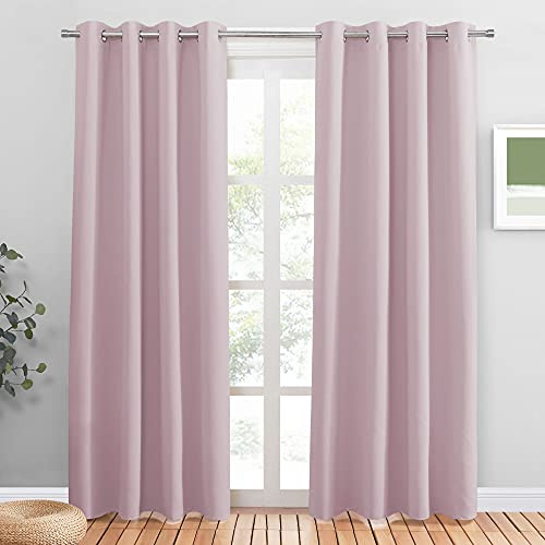 PONY DANCE Vorhänge Kinderzimmer Mädchen Thermovorhang Hitzeschutz mit Ösen Gardinen Blickdicht Verdunkelungsvorhang Hellpink Ösenvorhang 2er Set H 228 x B 117 cm