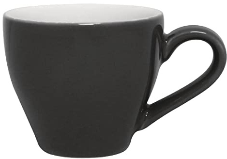 Olympia Cafe Porcelain Espresso Cups 100ml Pack of 12, Charcoal | Oven, microwave and dishwasher safe with soft rolled edges for durability. Fits saucers GL463, GK085, GK086 and GK087.