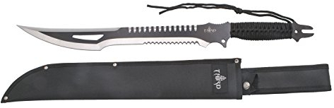 THIRD Machete Stangenschneider H0063BK Stahlklinge 420 47 cm, schwarz geflochtener Seilgriff und Nylonmantel