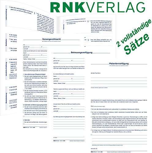 RNK Patientenverfügung 220x162mm mit Betreuungsverfügung/Vorsorgevollmacht (2 Sätze)