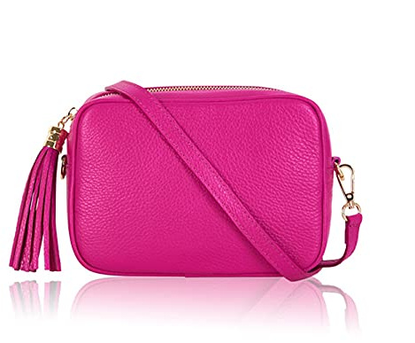 Montte Di Jinne Italian Leather Crossbody Bag for Women – Handmade Soft Genuine Leather Camera Bag with Tassel, Adjustable Strap, Made in Italy