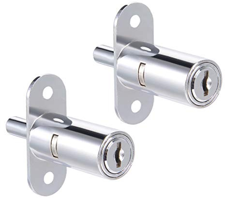 sourcing map Drawer Desk Wardrobe Cabinet Push Plunger Lock, 3/4 Cylinder Diameter 1-1/2 Cylinder Length, Zinc Alloy Chrome Finish, Keyed Alike 2Pcs