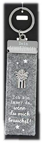 Depesche 10890.003 Schlüsselanhänger aus Filz, mit Schutzengel und Aufschrift, Wegbegleiter Ich passe immer auf dich auf, grau, ca. 15 cm