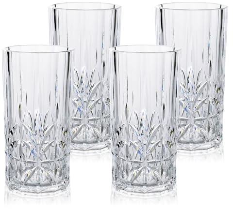 BELLAFORTE Shatterproof Tritan Plastic Tall Tumbler, Set of 4, 532ml - Myrtle Beach Drinking Glasses - Unbreakable Plastic Glasses for Indoor & Outdoor Use - BPA Free - Clear