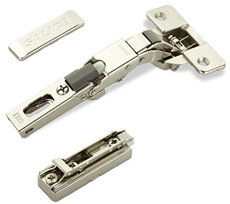 2 x Salice Universalscharniere 110° Bohrbild T48 mit Dämpfer | für abgerundete überfälzte und profilierte Türen mit Linear-Montageplatte Höhe 6 mm Exzenterverstellung Scharnierarmabdeckung