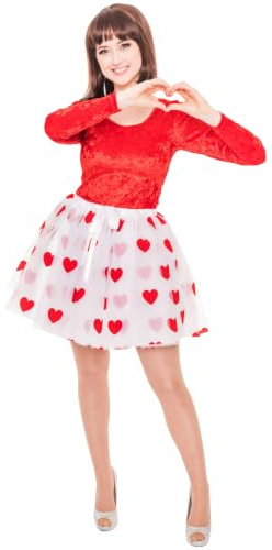 Deiters Petticoat Damen weiß mit Herzen rot
