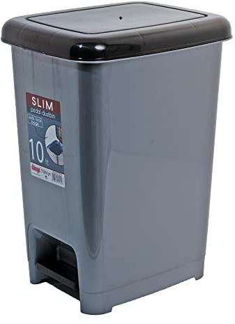 VR7 Poubelle à pédale en plastique fin pour la maison, la chambre, la salle de bain, la cuisine (10 l)