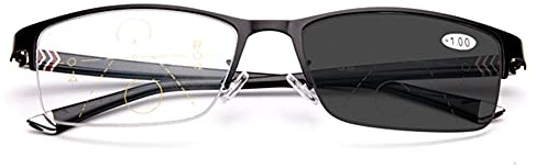 EYEphd Men's Smart Auto-Zoom Progressive Multifocal Reading Glasses, Photochromic Outdoor Sunglasses/UV400 Magnification +1.0 to +3.0,A1,+2.0