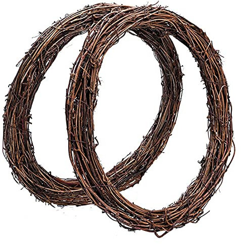 2 Pcs DIY Grapevine Wreaths,URMAGIC 30cm Natural Grapevine Wreaths Rings,Rattan Vine Branch Wreath Hoop,DIY Christmas Wreath,Easter Decoration Wreath,Wood Twig Wreath,Grapevine Hoop Wreath(2 Pcs)