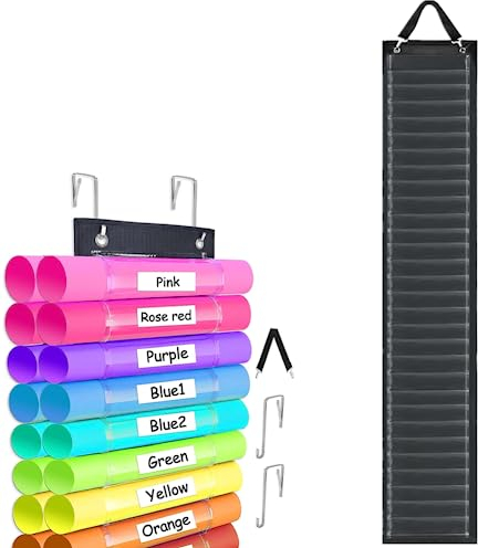 Nicoone Soporte para rollo de vinilo, organizador de almacenamiento de vinilo con 60 compartimentos para pared o sobre la puerta