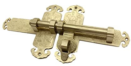TMPTY Torverriegelung im Freien, Schwerlast Antioxidation Retro Reines Kupfer Türschiebeschloss Solider Lauf Bolzen für Gartenscheune Zaunschuppen Keller (Farbe : Brass, Größe : Small-1)