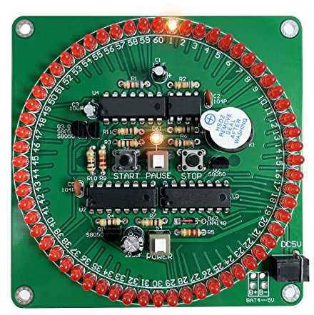 PZMYJB Timer Kit 60 Zweite DIY Elektronische Produktion Timer mit 61 roten LEDs