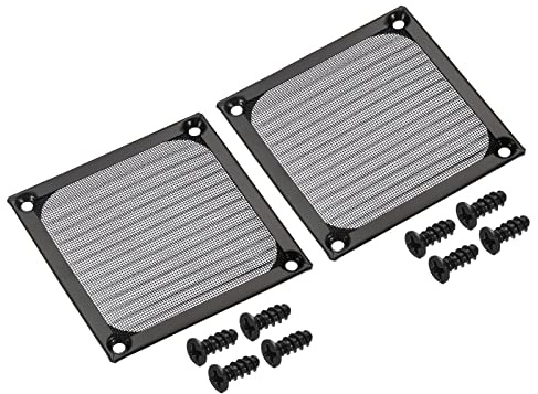 PATIKIL 80mm Fan Filter Grills with Screws, 2 Pack Aluminum Frame Stainless Steel Mesh Dustproof Cover for Computer Case, Black
