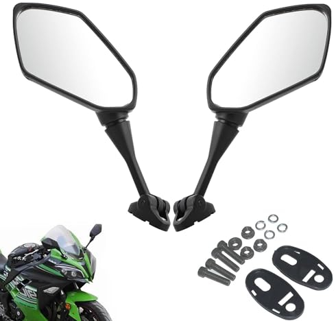 AULESSE Motorcycle Rearview Mirror, E-Mark Racing Motorbike Mirrors for CBR600RR CBR600 CBR1000RR CBR250R F4 F4I Kawasaki, 360-Degree Rotatable Motorcycle Mirrors
