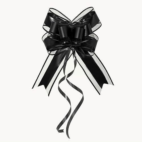 WEWILUCK Große schwarze Geschenkschleifen – 15 Stück perfekte Schleifen für Geschenkverpackungen, Ziehschleifen für Männer, Geschenk, Dekoration, Geburtstage, Urlaub und mehr (15,2 cm)