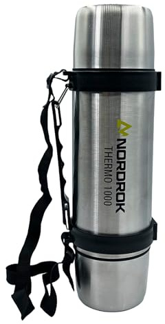 Nordrok 75060 Twin Cup Flask 1000 (Cup 2 X 200ml), Sliver