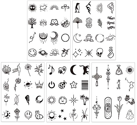 5 Blatt Temporäre Tattoos Realistische Fake-Tattoo-Aufkleber Zum Aufkleben Auf Die Haut Winzige Kleine Abnehmbare Tattoos Für Frauen Mädchen Jungen