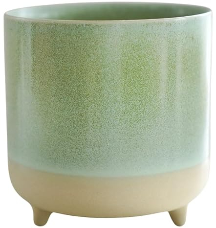 Ivyline Jolie Matte Reactive Glaze Tri-Foot Planter in Mint - Stylish and Waterproof - Indoor Ceramic Raised Houseplant Pot with Feet - H12cm x D12cm
