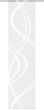 HOME WOHNIDEEN Schiebevorhang TIBERIO aus Dekostoff und Voile mit Scherli 245 x 60 cm, Farbe:WOLLWEISS, Größe:245 x 60 cm, Anzahl:4er Set (2X DEKO. 2X Voile)