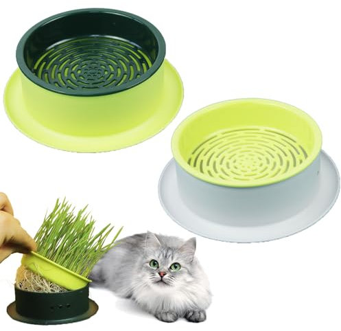 Mhihtts 2Pcs Cat Grass Planter, Cat Grass Growing Kit, Hydroponic Cats Grasses Growing Tray for Outdoor Cats Dogs and Other Pets (No Seeds Included) (2)