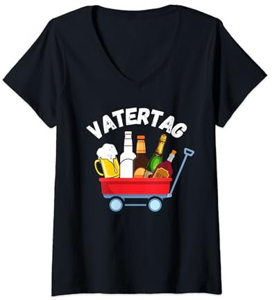 Damen Vatertag Bollerwagen Sauf Motiv für die Trink-Gruppe T-Shirt mit V-Ausschnitt