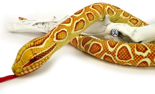 Goldpython 100cm Kuscheltier Schlange Python Albino Plüschschlange gelb Plüschtier KORWE