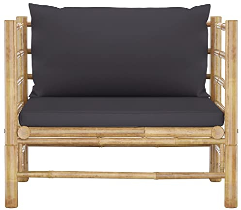 Kangmusi Gartensofa mit Dunkelgrauen Kissen Bambus, Grau 313156