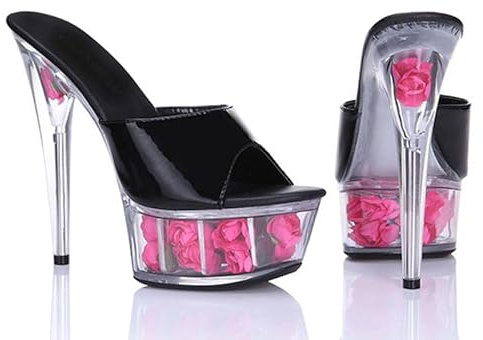 Denova's Sandali da donna con tacco alto da 15,2 cm, con plateau e tacco alto, stile pole dance, US5-US12